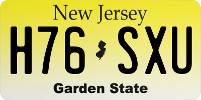 NJ license plate H76SXU