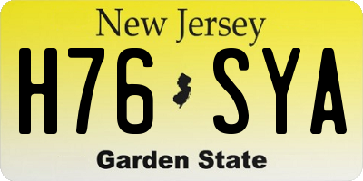 NJ license plate H76SYA