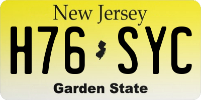 NJ license plate H76SYC
