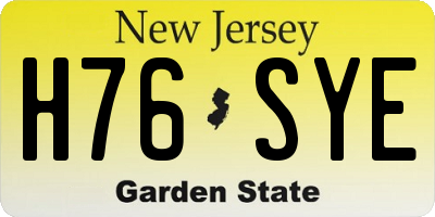 NJ license plate H76SYE