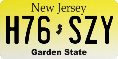 NJ license plate H76SZY