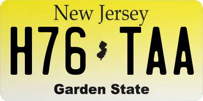 NJ license plate H76TAA