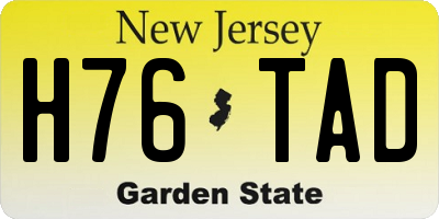 NJ license plate H76TAD