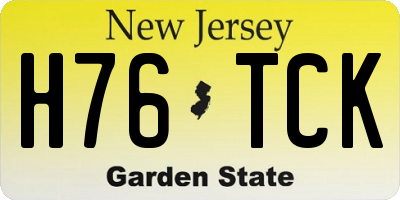 NJ license plate H76TCK