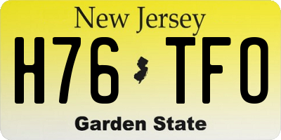 NJ license plate H76TFO