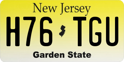 NJ license plate H76TGU