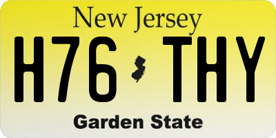 NJ license plate H76THY