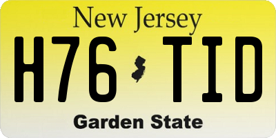 NJ license plate H76TID