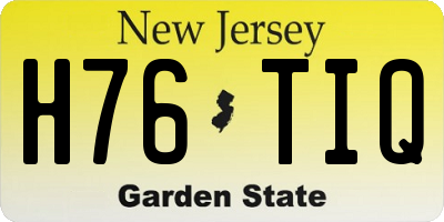 NJ license plate H76TIQ