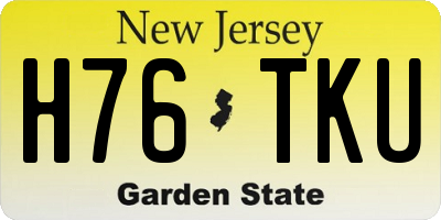 NJ license plate H76TKU