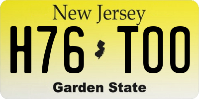 NJ license plate H76TOO