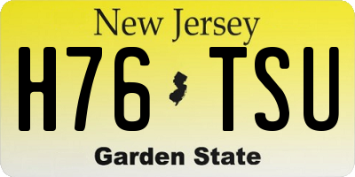 NJ license plate H76TSU
