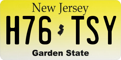 NJ license plate H76TSY