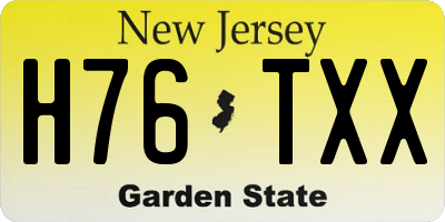 NJ license plate H76TXX