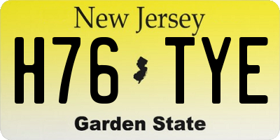 NJ license plate H76TYE