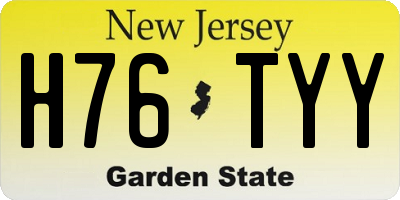 NJ license plate H76TYY
