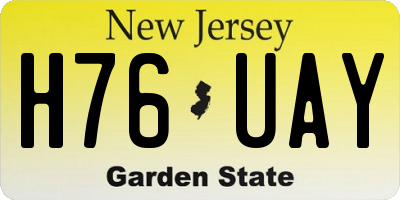 NJ license plate H76UAY