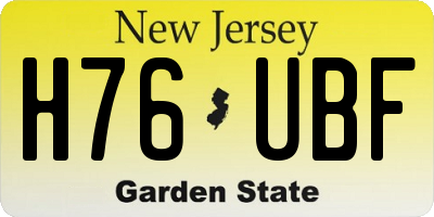 NJ license plate H76UBF