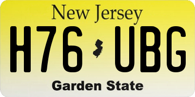 NJ license plate H76UBG