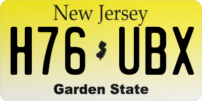 NJ license plate H76UBX