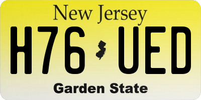 NJ license plate H76UED