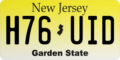 NJ license plate H76UID
