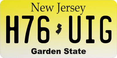 NJ license plate H76UIG