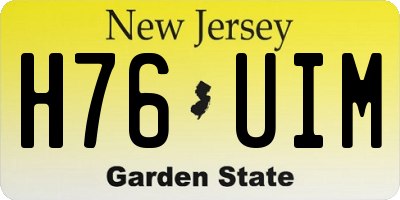 NJ license plate H76UIM
