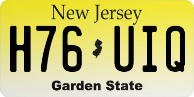 NJ license plate H76UIQ