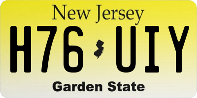 NJ license plate H76UIY