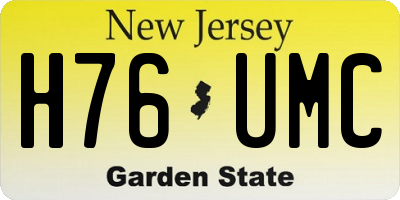 NJ license plate H76UMC