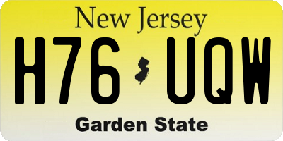 NJ license plate H76UQW