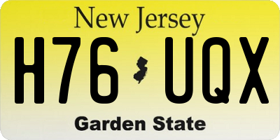 NJ license plate H76UQX