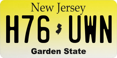 NJ license plate H76UWN