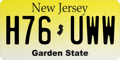NJ license plate H76UWW