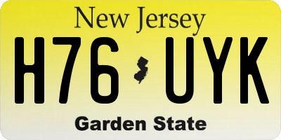 NJ license plate H76UYK