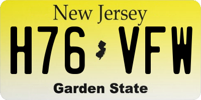 NJ license plate H76VFW