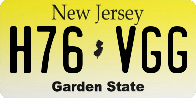 NJ license plate H76VGG