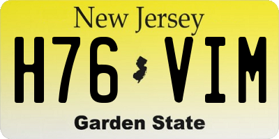 NJ license plate H76VIM