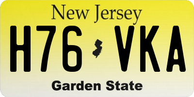 NJ license plate H76VKA