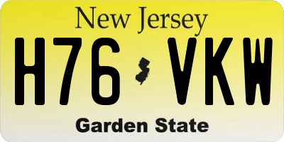 NJ license plate H76VKW