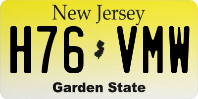NJ license plate H76VMW