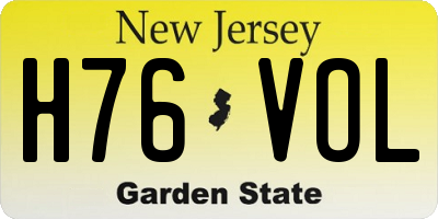 NJ license plate H76VOL