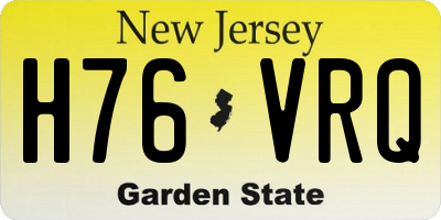 NJ license plate H76VRQ