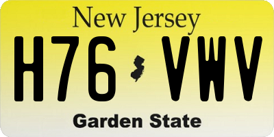 NJ license plate H76VWV