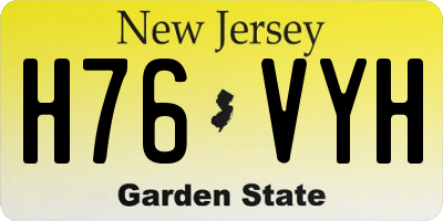 NJ license plate H76VYH