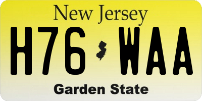 NJ license plate H76WAA