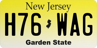 NJ license plate H76WAG