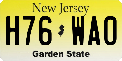 NJ license plate H76WAO