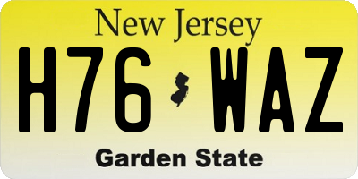 NJ license plate H76WAZ